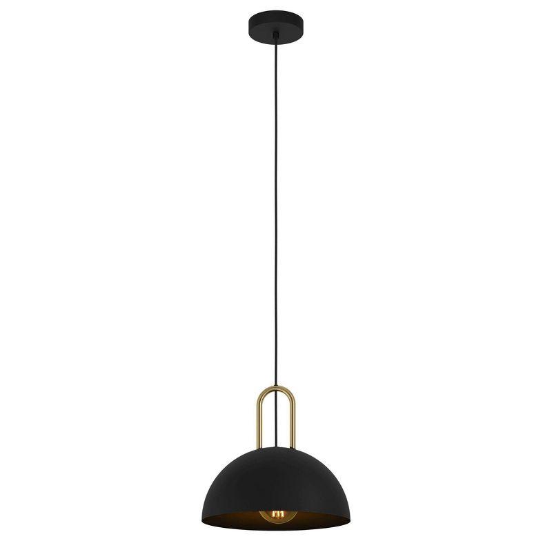 Calmanera Pendant Structured Black Finish - EGLO: Dome Shade, Brushed Brass Accents, ETL Listed