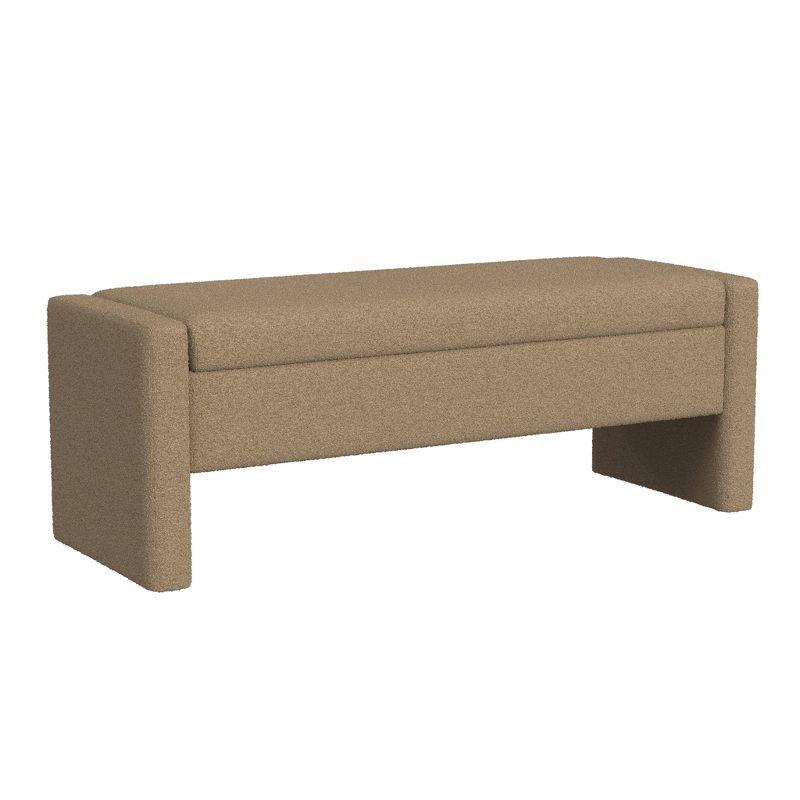 HomePop Copenhagen Modern Storage Bench Brown Boucle