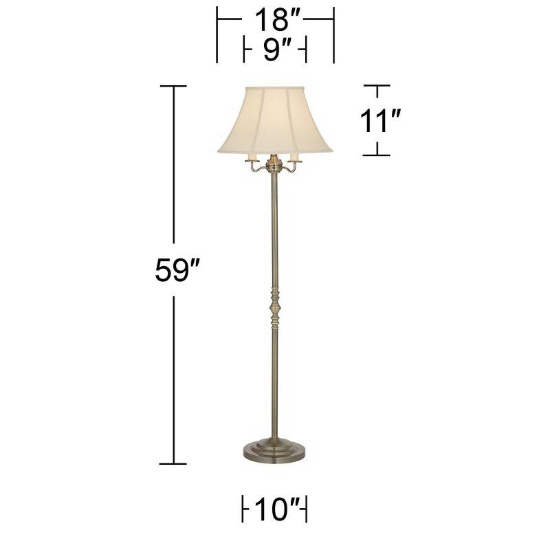 Antique Brass Floor Lamp with White Bell Shade