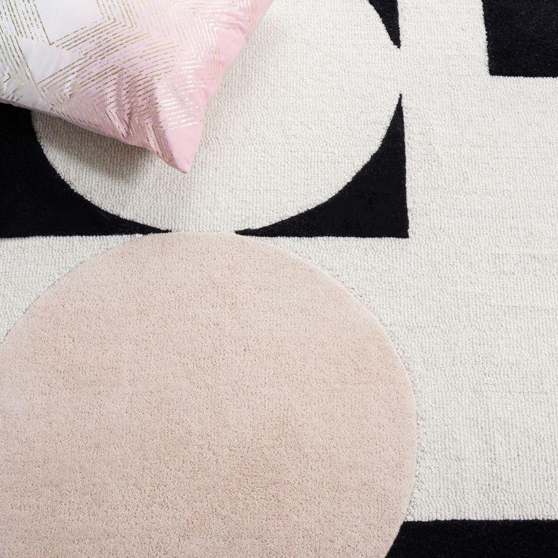 Blush and Black Hand-Tufted Wool Area Rug, 6' x 9'