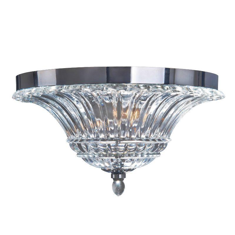 Elegant Blossom Chrome Glass 2-Light Flush Mount Ceiling Fixture