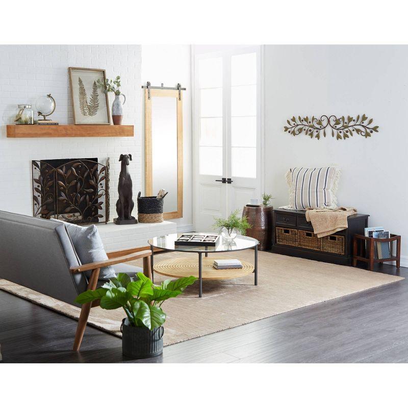 71" x 34" Wood Wall Mirror with Metal Hanging Rod Brown - Olivia & May: Industrial Style, No Assembly Required