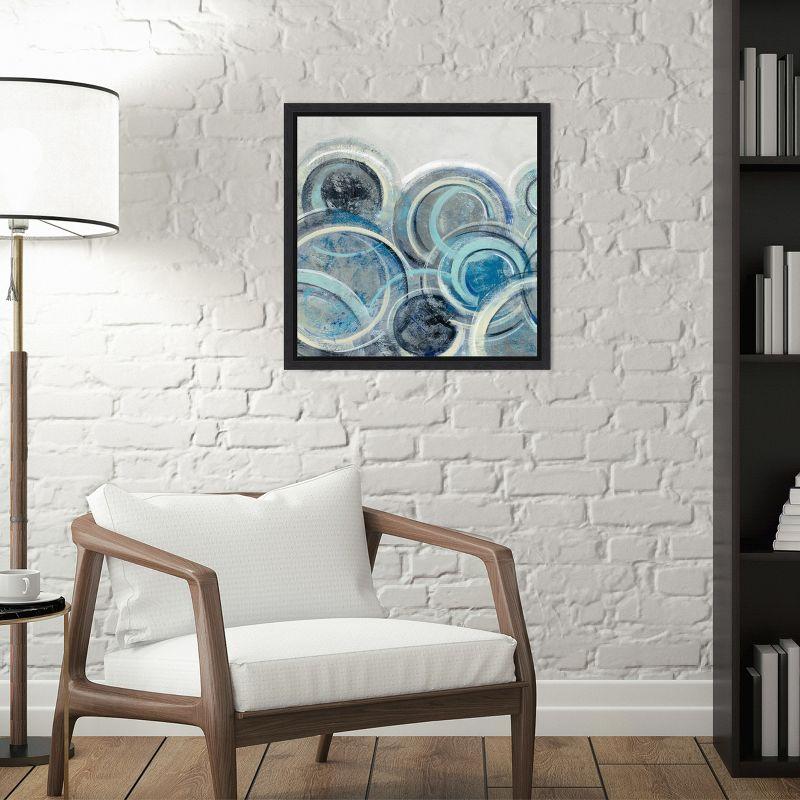 Amanti Art Variation Blue Gray II by Silvia Vassileva Canvas Wall Art Print Framed 16-in. x 16-in. in Black