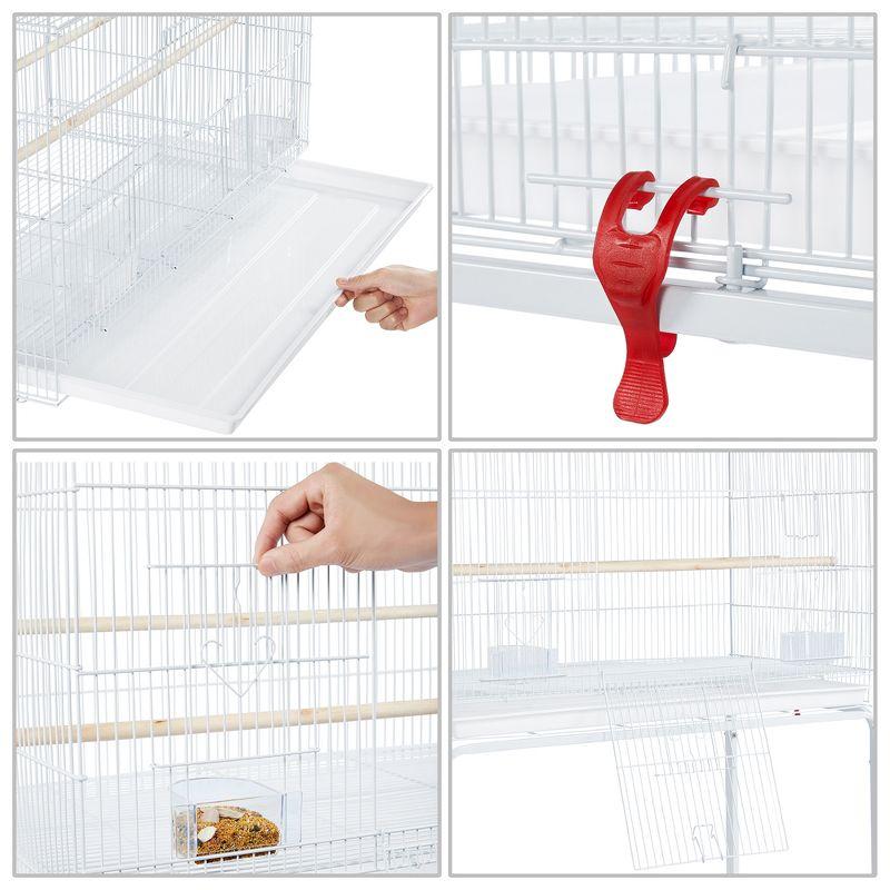 Yaheetech Metal Bird Cage with Rolling Stand for Small Birds Parrots Parakeets Conures White