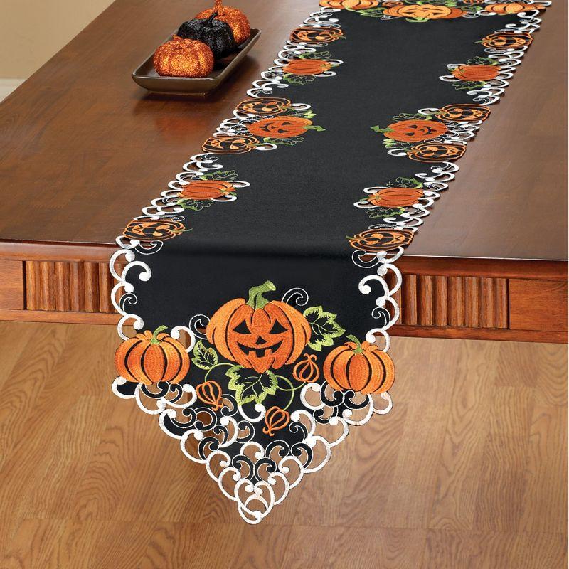 Collections Etc Halloween Pumpkins Table Runner / Topper Runner