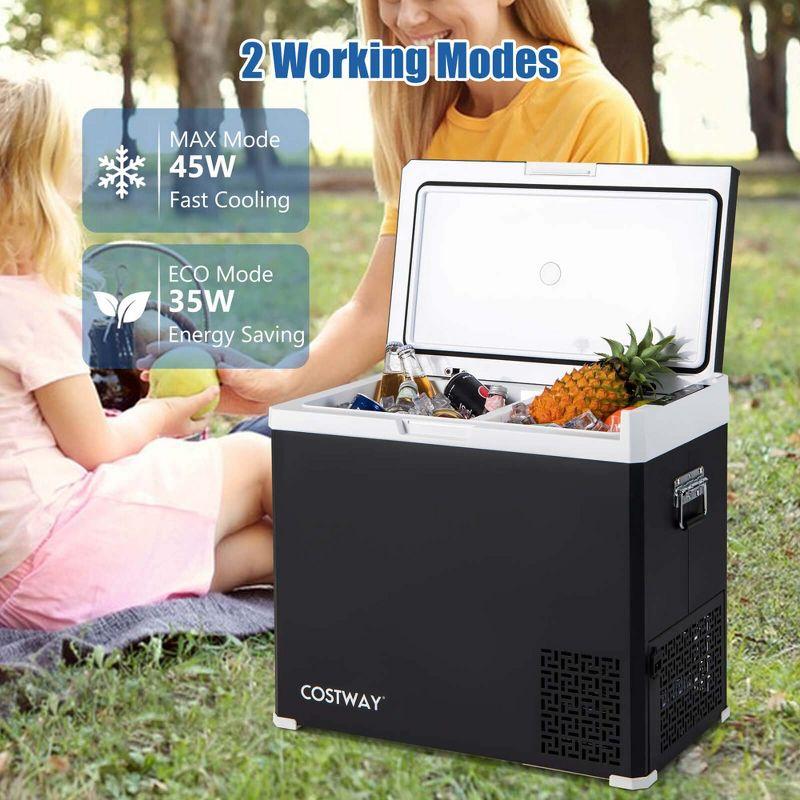 Costway 12 Volt Car Refrigerator 53QT Portable Car Fridge with -4℉~68℉ for RVs Adjustable Range Black