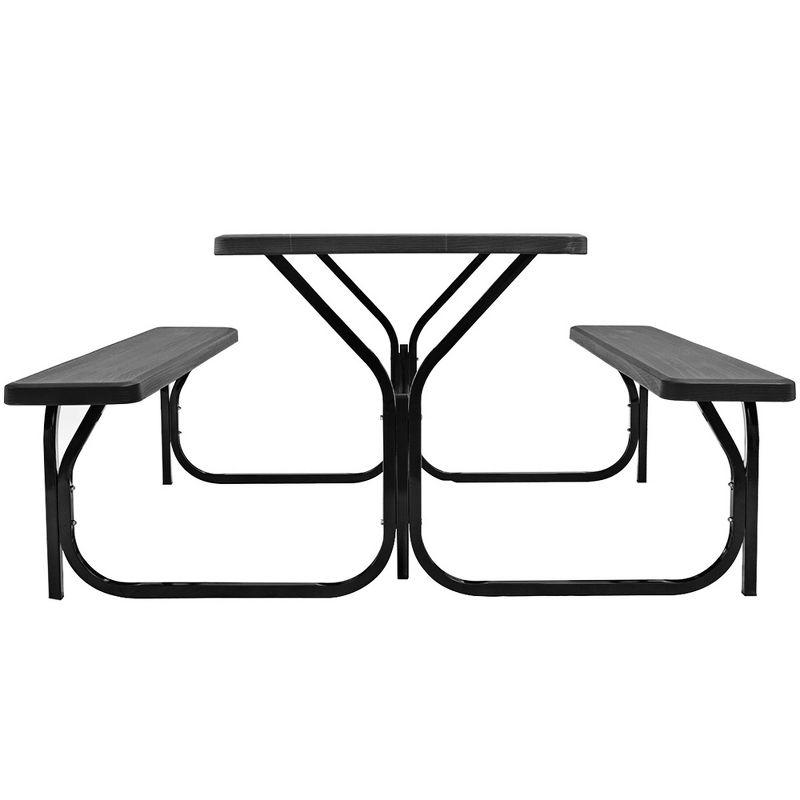 Costway Picnic Table Bench Set Outdoor Backyard Iron Patio Garden Party Dining All Weather Black