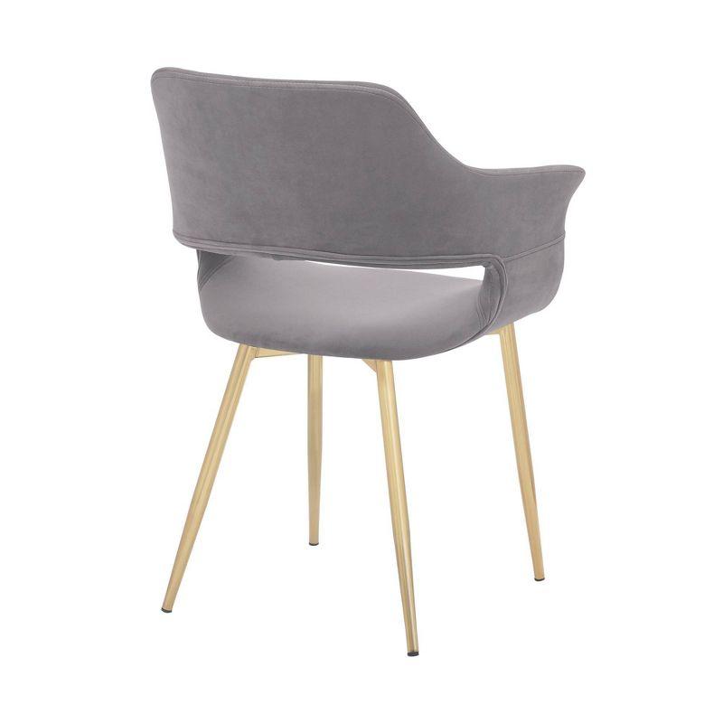 Gigi Velvet Metal Dining Room Chair Gray - Armen Living: Gold Legs, Ergonomic Back, Set of 2