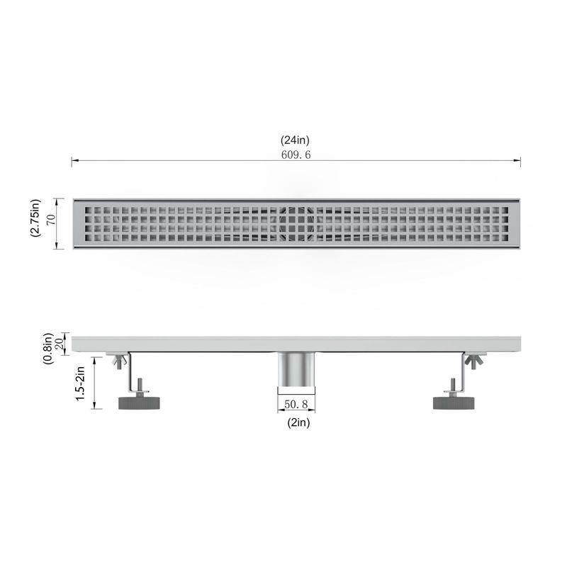 Linear Shower Drain, Shower Drain 24 Inch or 32 Inch with Removable Grate Cover