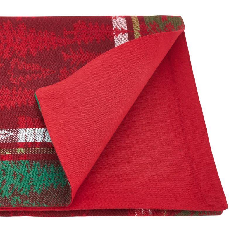 Saro Lifestyle Table Runner With Christmas Tree Plaid Design, Multi, 13" x 120"