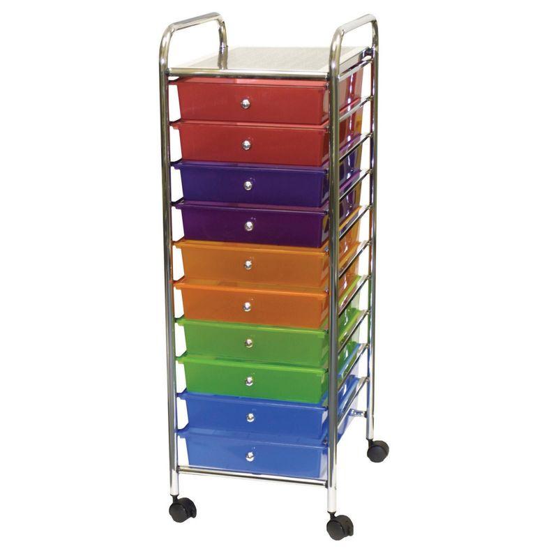 Multi-Color 10-Drawer Chrome Mobile Organizer