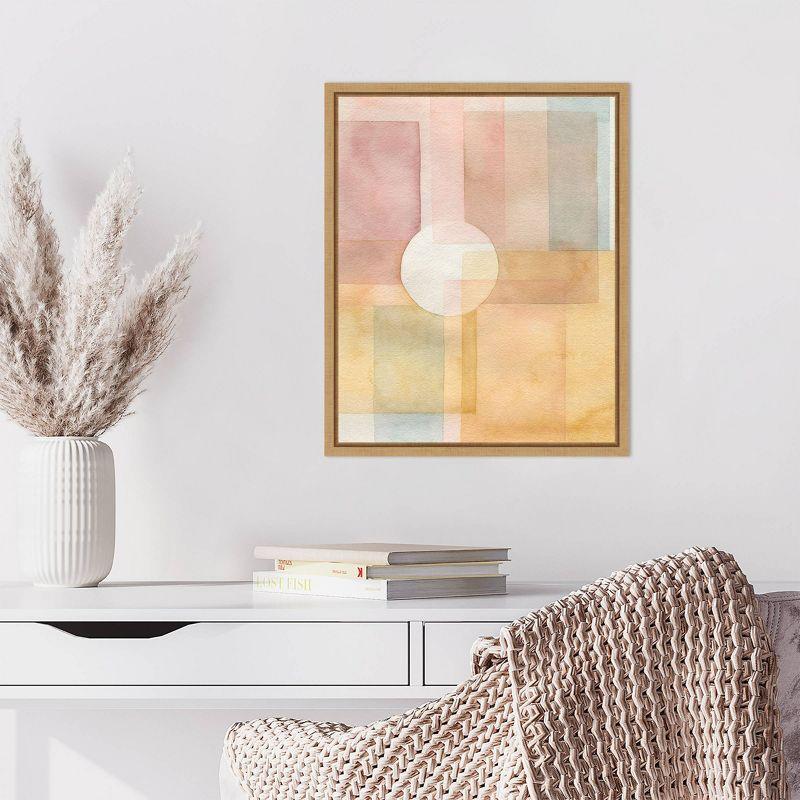 Glow And Peep I Abstract Pastel Canvas Wall Art with Maple Frame