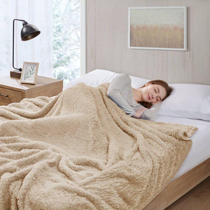 Full/Queen Burlington Berber Bed Blanket Tan: Woolrich, Velvet Texture, Machine Washable, OEKO-TEX Certified
