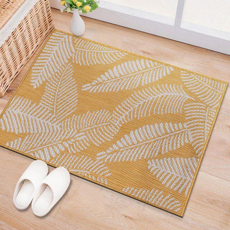 World Rug Gallery Distressed Palm Leaves Textured Flat Weave Indoor/Outdoor Area Rug - YELLOW 2'x3'