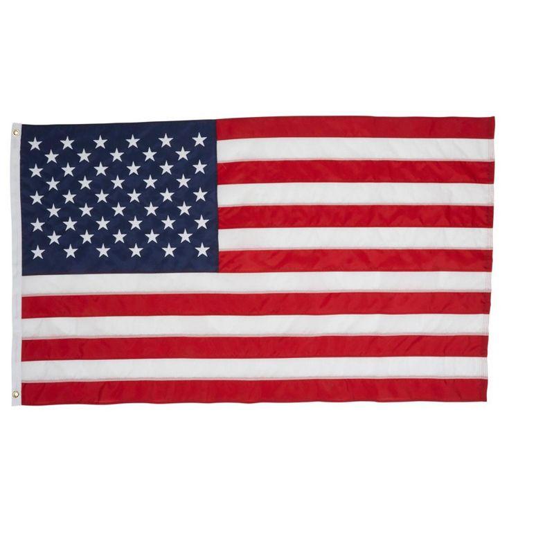 Allied Flag Pole Kit - 3 x 5 FT Nylon American Flag with 5 FT Spinning Flag Pole