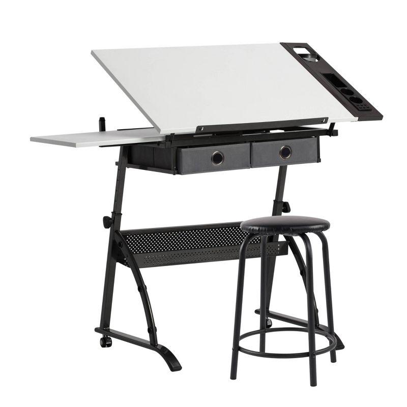 Core Craft Table with Adjustable Top and Metal Storage