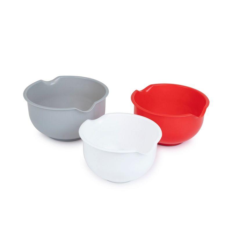 3 Piece Plastic Mixing Bowl Set with Non-Slip Base – 1.5L, 2L, 2.5L