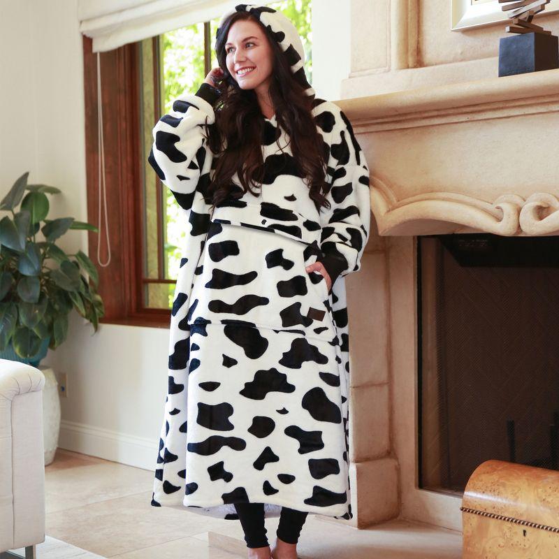 Catalonia Full Body Blanket Hoodie Sweatshirt, Extra Long Oversized Comfortable Sherpa Lounging Pullover