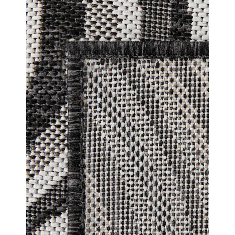 Charcoal and Gray Abstract Outdoor Rectangular Rug, 6' x 9'