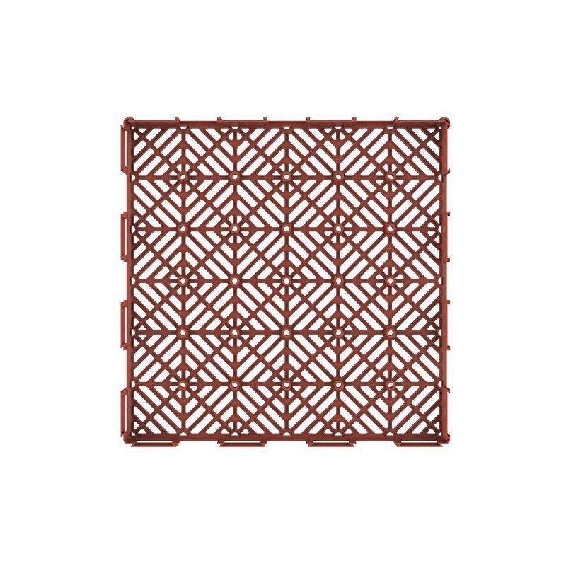 Nature Spring Interlocking Open Patterned Terracotta Patio and Deck Flooring Tiles - Set of 6