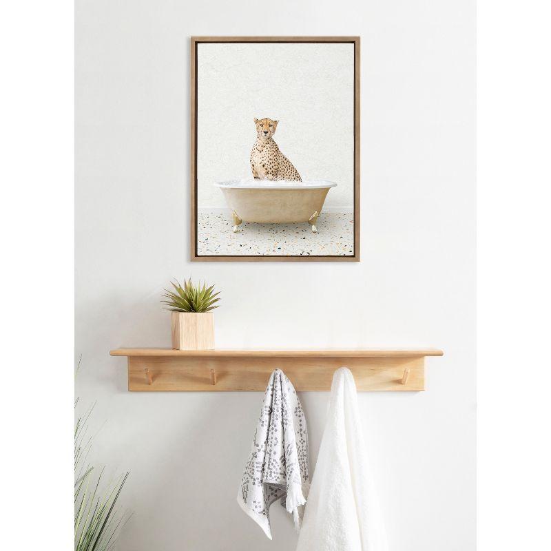 Kate & Laurel All Things Decor 18"x24" Sylvie Cheetah in Terrazzo Bath Framed Wall Art: Whimsical Animal Decor, Gold Frame