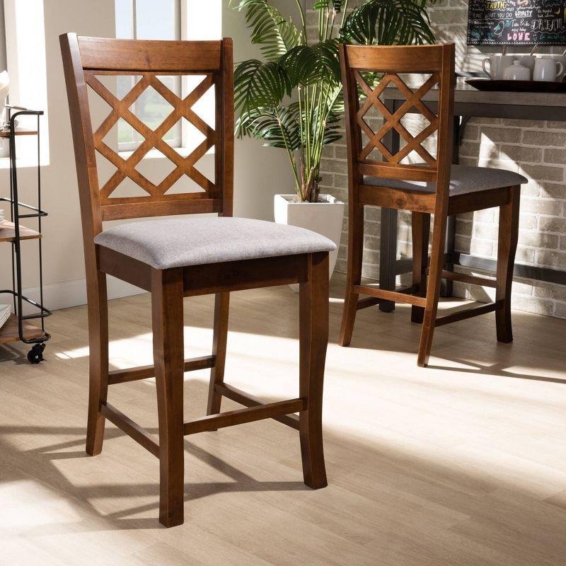 Set of 2 Aria Pub Chair Gray/Walnut - Baxton Studio