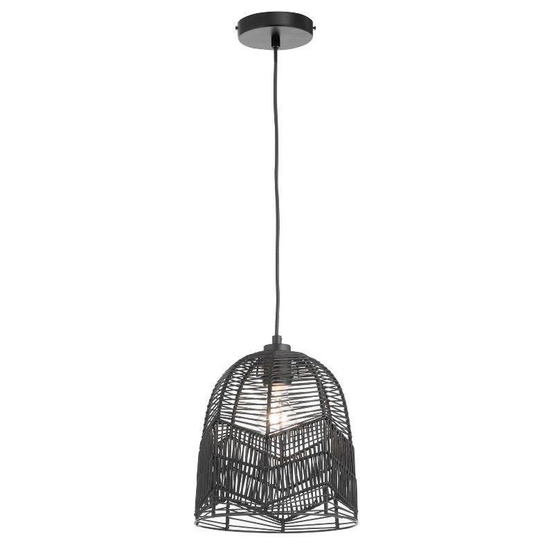 Zola 10'' Adjustable Black Rattan Dome Pendant Light