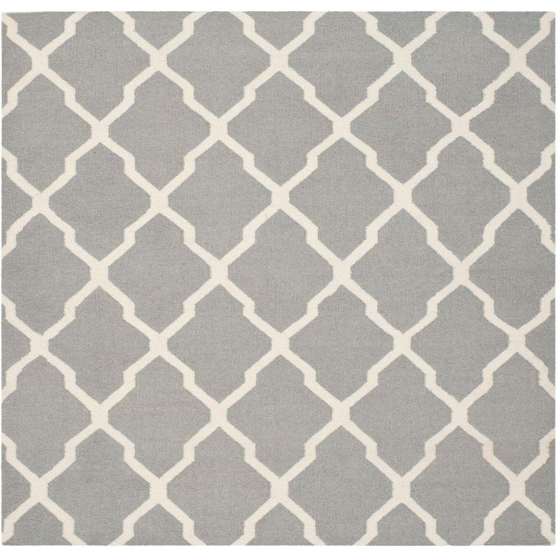 Dhurries DHU634 Hand Woven Area Rug - Grey/Ivory - 6'x6' - Safavieh.