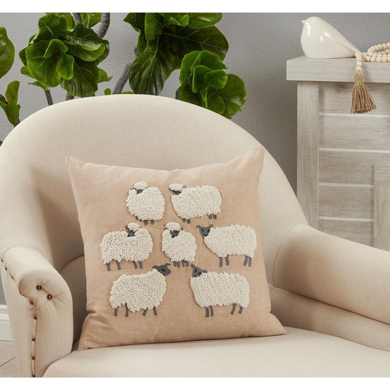 Saro Lifestyle Embroidered Sheep Throw Pillow With Poly Filling