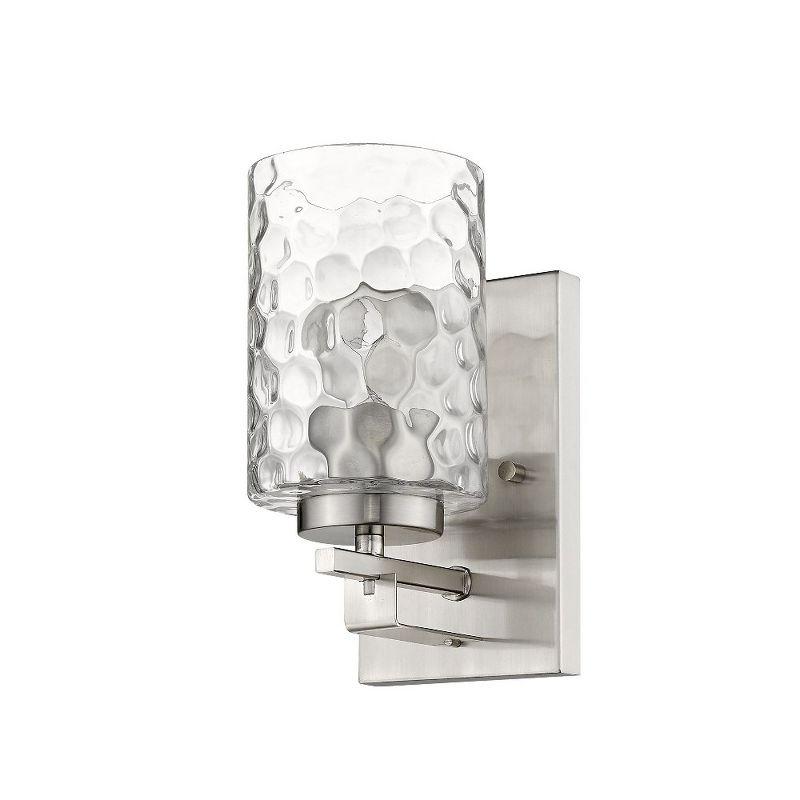 Livvy Satin Nickel Cylinder Wall Sconce with Optic Glass Shade