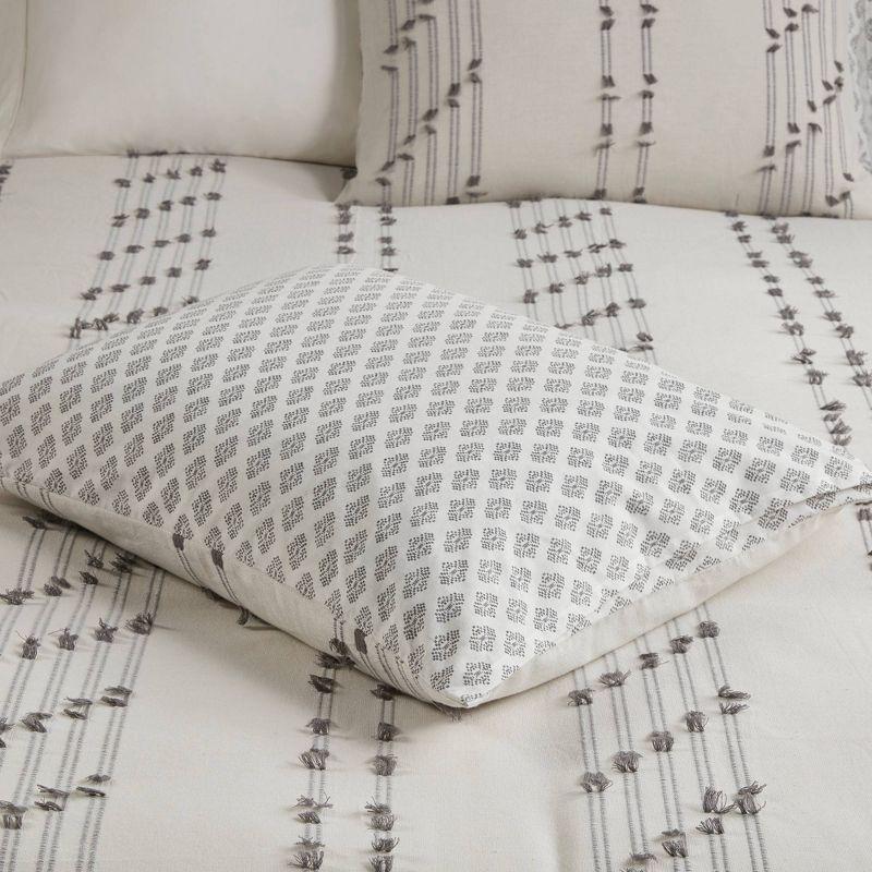 Ivory Cotton Jacquard California King Duvet Cover Set