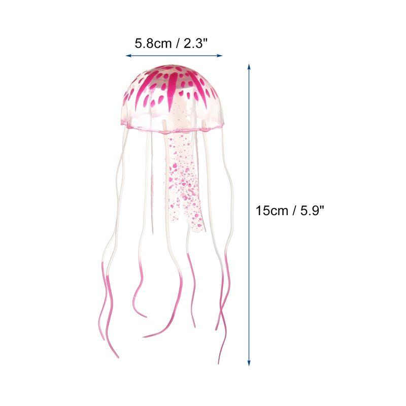 Unique Bargains Aquarium Jellyfish Glow Decoration with Suction Cup 2.3"x5.9" Pink