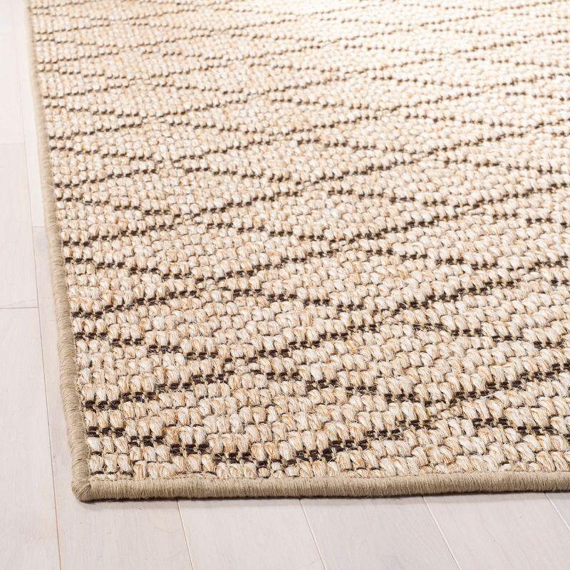 Beige and Brown Geometric Sisal Area Rug, 5' x 8'