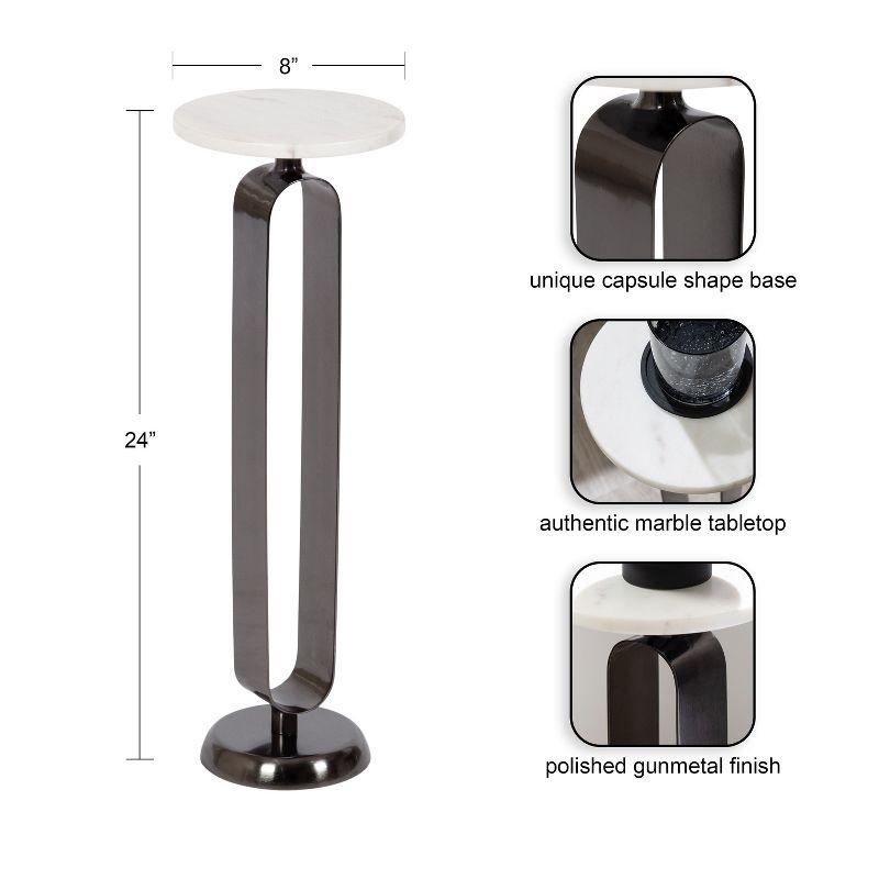 Kate and Laurel Helio Glam Drink Table, 8x8x24, Pewter