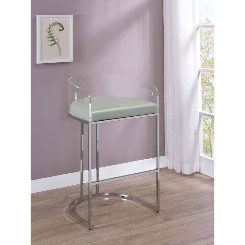 Coaster Set of 2 Thermosolis Modern Acrylic Back Upholstered Bar Stools Gray/Chrome