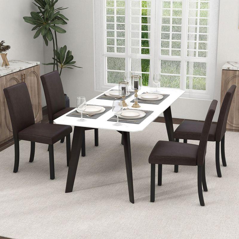 Tangkula Dining Chair Set of 4 w/ Acacia Wood Frame & Rubber Wood Legs Padded Backrest