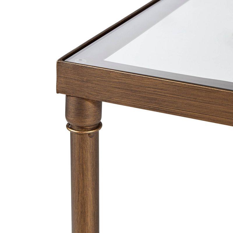 Porter Rectangle Coffee Table Bronze: Contemporary, Gold Frame, 5mm Tempered Glass Top