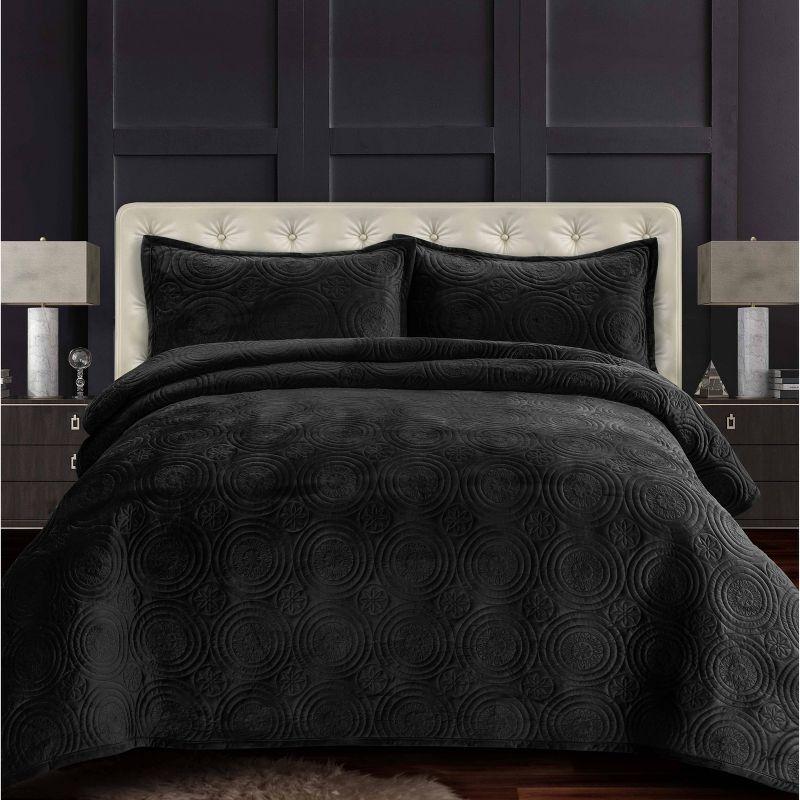 Tribeca Living Capri Velvet Quilt Set