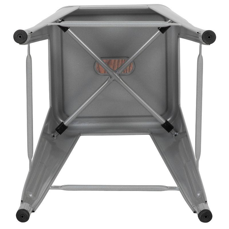 Brooklyn Gray 62'' Rustic Wood & Metal Backless Bar Stool