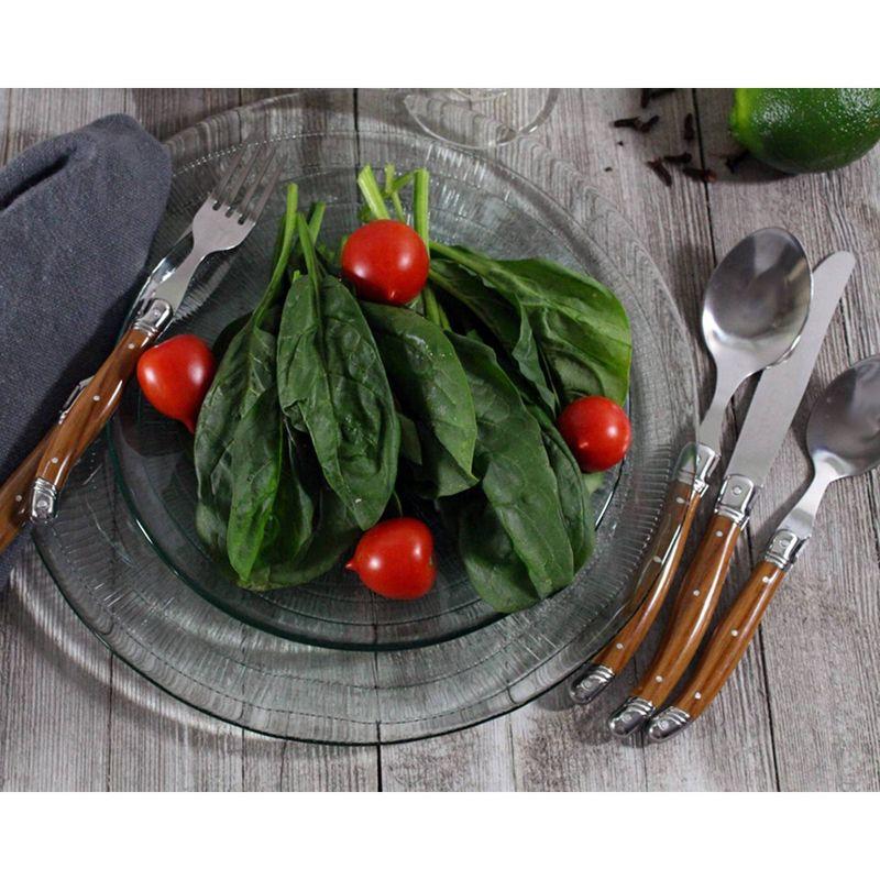 20pc Stainless Steel Laguiole Wood Grain Flatware Set Brown - French Home: Silverware Set, Ergonomic Grip, Service for 4