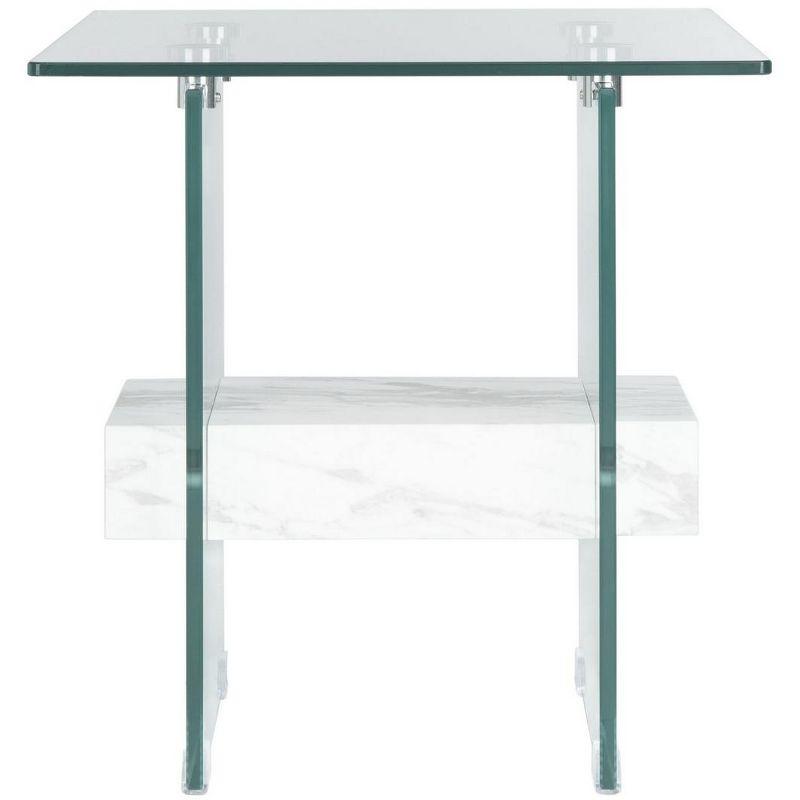 Kayley Accent Table - Glass/Faux White Marble Shelf - Safavieh.