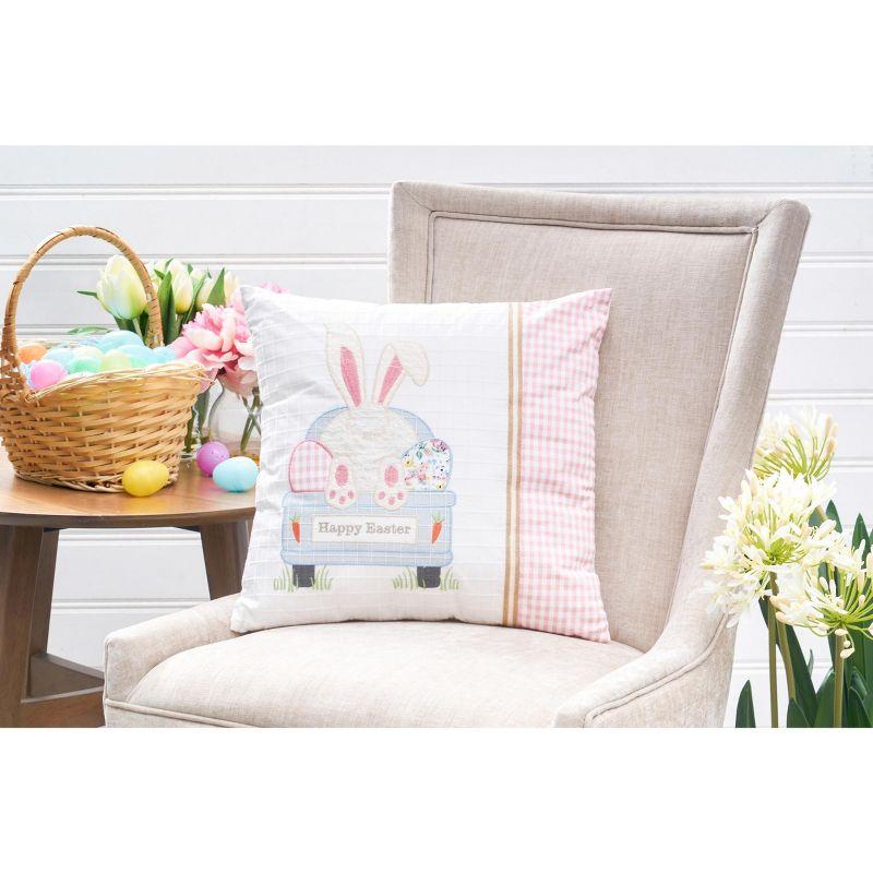 C&F Home 18" x 18" Happy Easter Bunny Eggs Embroidered Throw Pillow