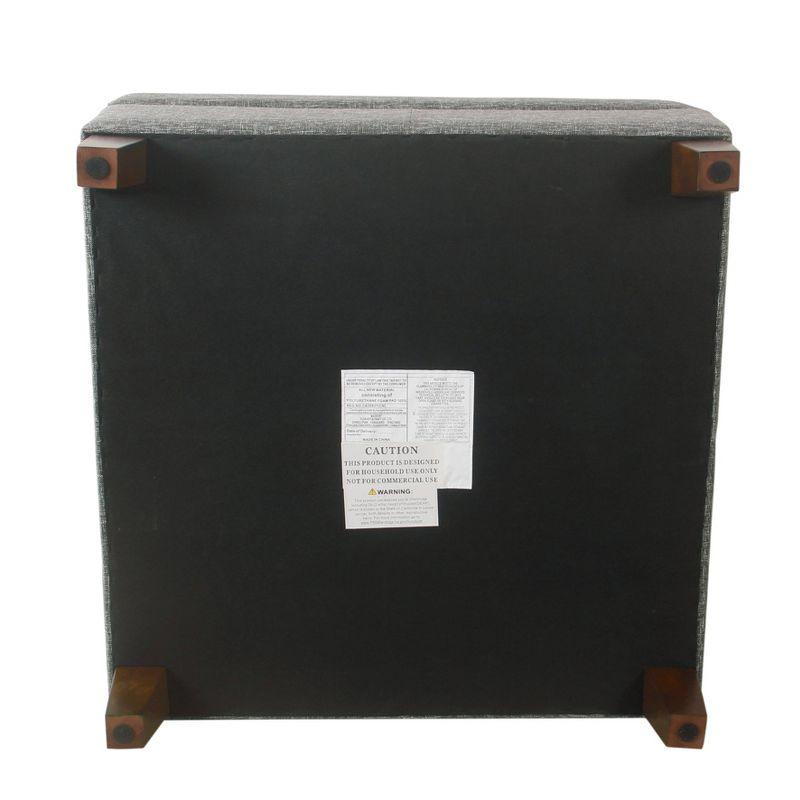 32" Luxury Square Storage Ottoman Slate Gray - HomePop: Textured Fabric, Hinged Lid, Wood Legs, Easy Assembly