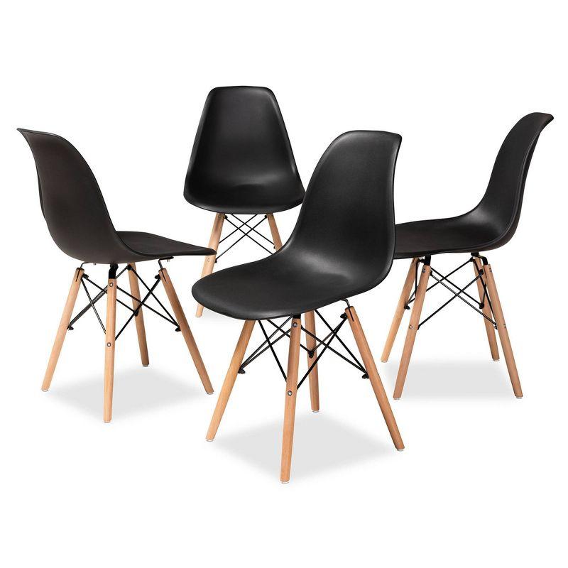 Modern Black and Oak Brown Cane-Back Arm Chair