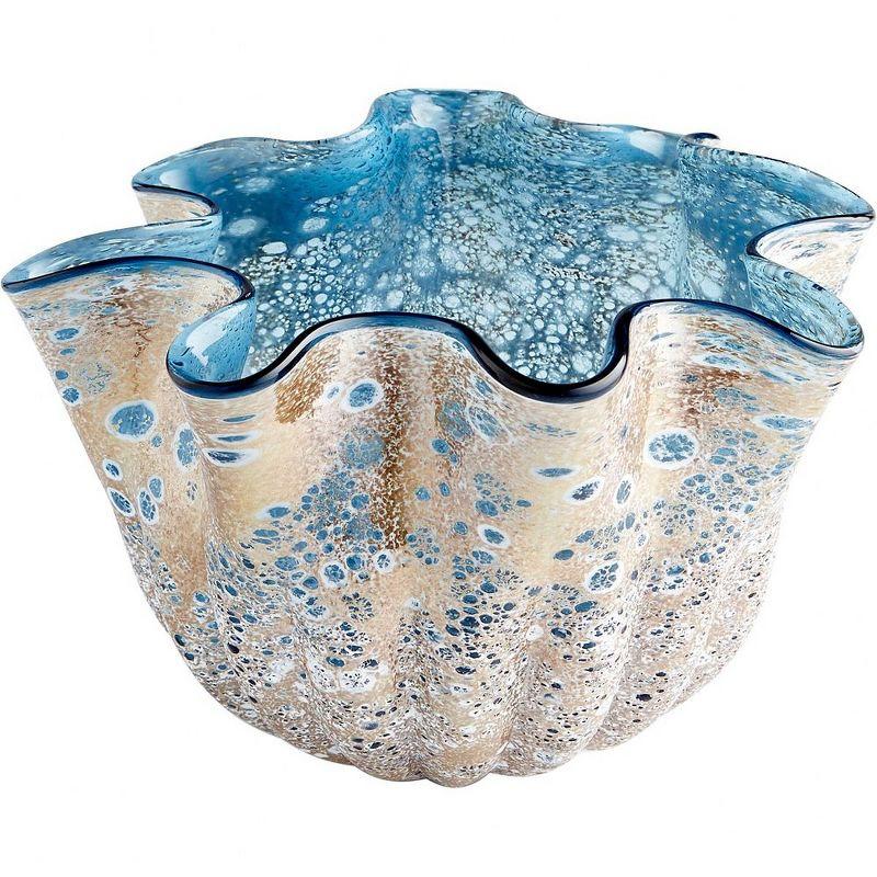 Meduse Blue and Beige Glass Teacup Vase