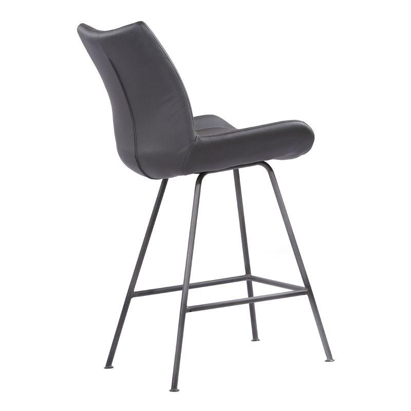 Sleek Gray Powder Coat 26" Metal and Leather Counter Stool