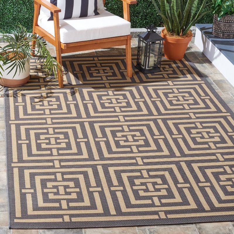 Courtyard CY6937 Power Loomed Indoor and Outdoor Area Rug - Grey/Cream - 9'x12' - Safavieh