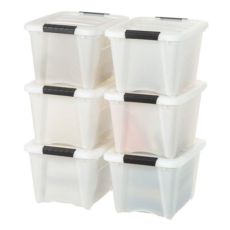 19 Qt Clear Stackable Plastic Storage Bins with Lids - 6 Pack