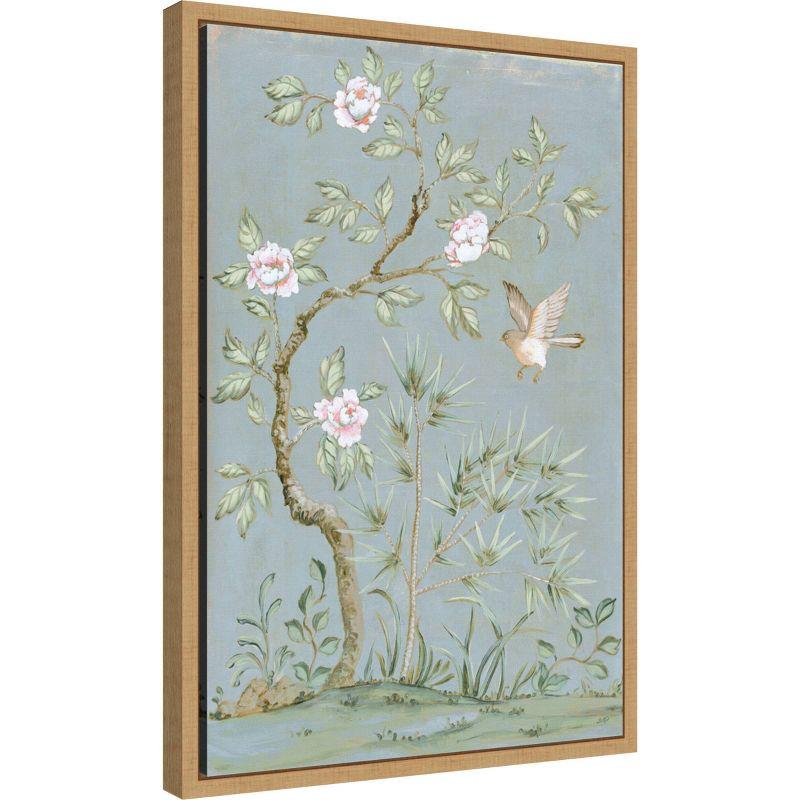 Amanti Art 16"x23" Spring Flower Mural II Blue by Julia Purinton Framed Canvas Wall Art Print: Modern Botanical Lithograph, Polystyrene Frame