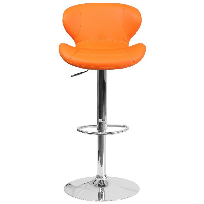 Flash Furniture Contemporary Orange Vinyl Adjustable Height Barstool with Curved Back and Chrome Base